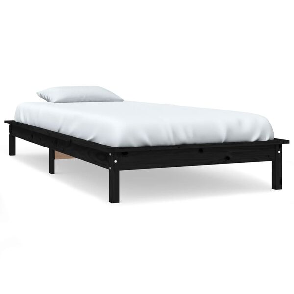 vidaXL Bed Frame without Mattress Black 100x200 cm Solid Wood