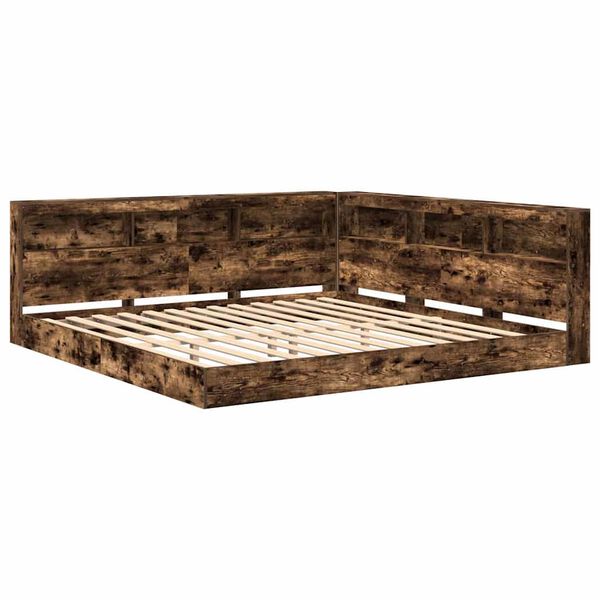 vidaXL Bookcase Bed Smoked oak 180 x 200 cm Engineered wood