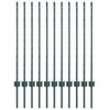 vidaXL Embedded Fence Post 11 pcs Green 140 cm Powder-Coated Steel
