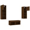vidaXL 4 Piece TV Wall Cabinets with LED Lights Brown Oak