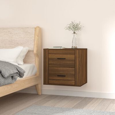vidaXL Wall-mounted Bedside Cabinet Brown Oak 50x36x47 cm