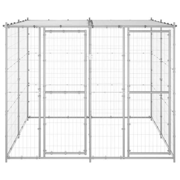 vidaXL Outdoor Dog Kennel Galvanised Steel with Roof 4.84 m²