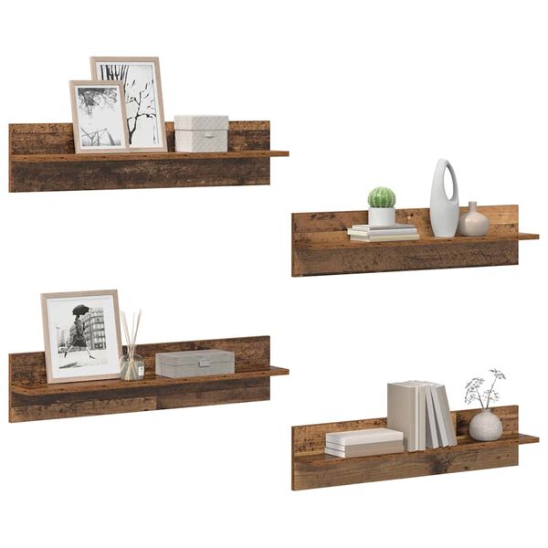 vidaXL Wall Shelves 4 pcs Old Wood 80 x 11.5 x 18 cm Engineered Wood