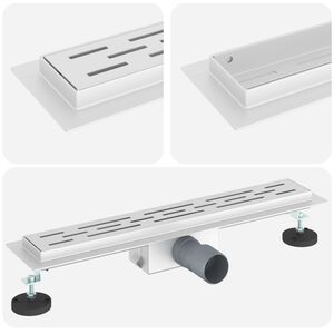 vidaXL Shower Drain with Line Design Silver 50 cm Stainless Steel 304