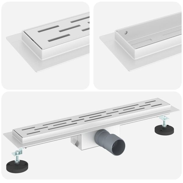 vidaXL Shower Drain with Line Design Silver 50 cm Stainless Steel 304