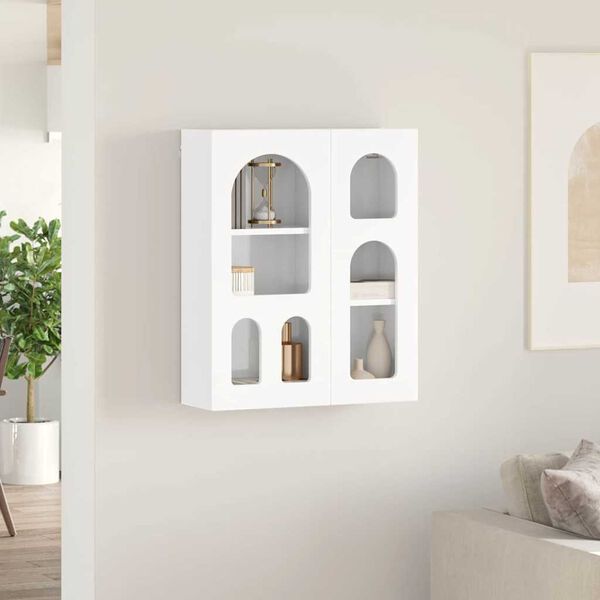vidaXL Hanging Cabinet with Shelf High Gloss White 59 x 20 x 71.5 cm