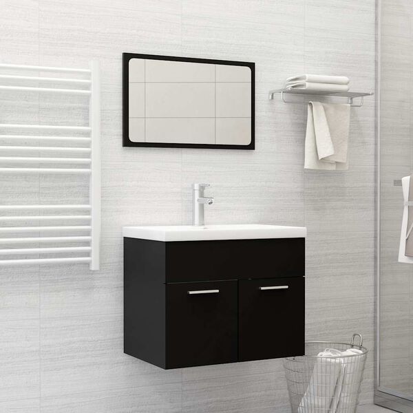 vidaXL 2 Piece Bathroom Furniture Set Black Engineered Wood