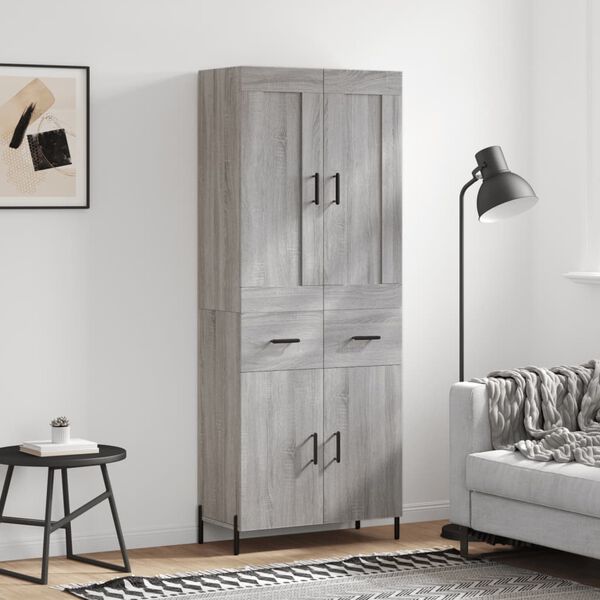 vidaXL Highboard Grey Sonoma 69.5x34x180 cm Engineered Wood