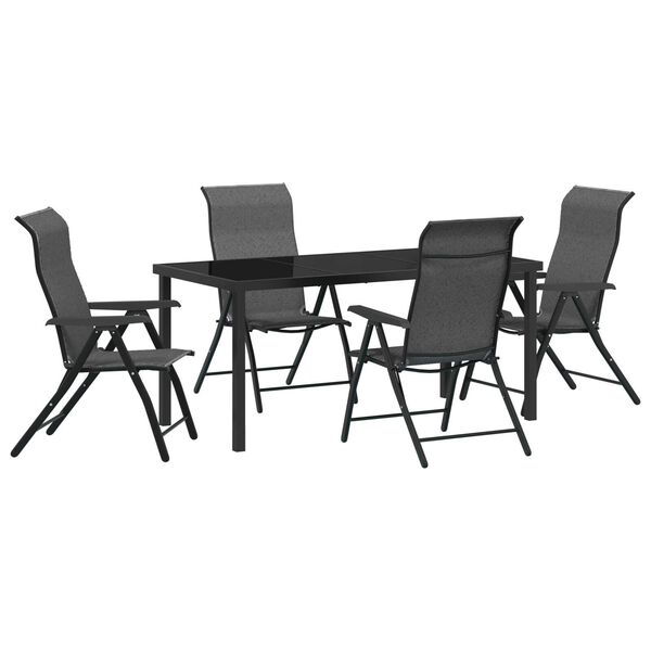 vidaXL Garden Dining Set 5 pcs Grey Powder-Coated Steel