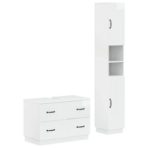 vidaXL 2 Piece Bathroom Cabinet Set HOORN High Gloss White