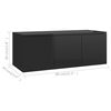 vidaXL TV Cabinet High Gloss Black 80x34x30 cm Engineered Wood
