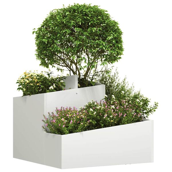 vidaXL Garden Planter White 60 x 60 x 50 cm Cold-rolled Steel