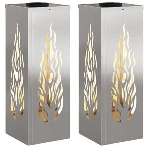 vidaXL Solar LED Pathway Light 2 pcs Silver Stainless Steel