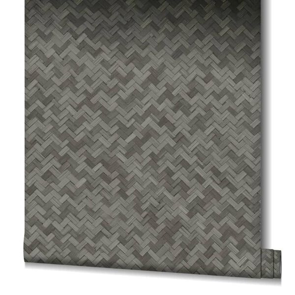 Noordwand Wallpaper Botanica Rattan Wickerwork Black and Grey