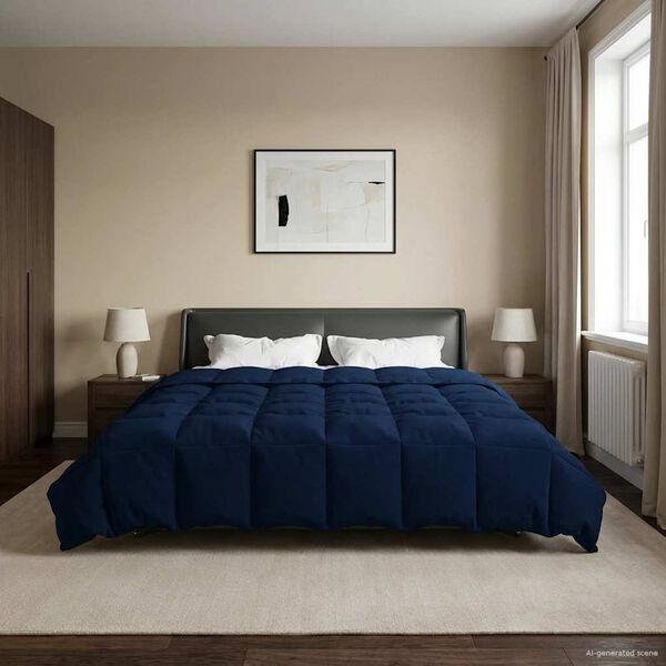vidaXL Winter Duvet Quilted Dark Blue 240 x 260 cm Microfiber
