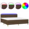 vidaXL Box Spring Bed with Mattress&LED Dark Brown 160x200cm Fabric
