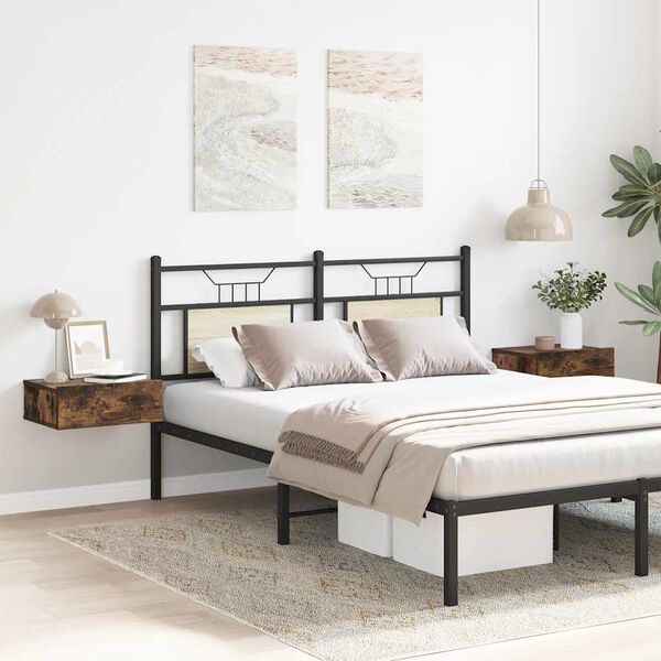 vidaXL Floating Nightstands 2 pcs Smoked Oak 40x30x15cm Engineered Wood