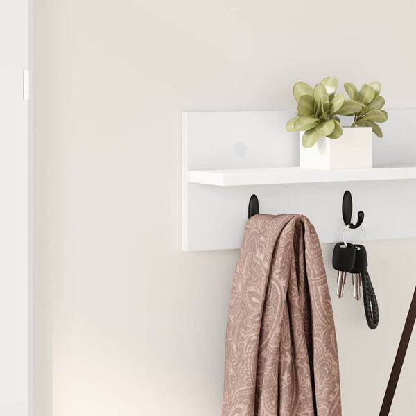 vidaXL Wall-Mounted Coat Rack White 80 x 10.5 x 18 cm Engineered wood