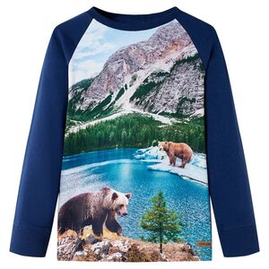vidaXL Kids' T-shirt with Long Sleeves Navy 104