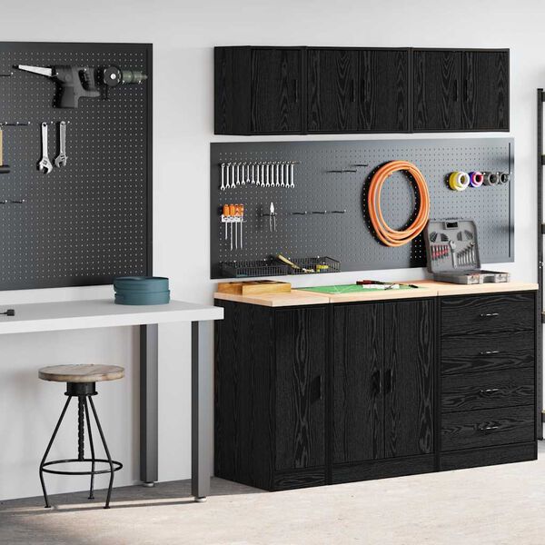 vidaXL Garage Cabinets 2 pcs Black Engineered Wood
