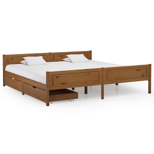 vidaXL Bed Frame without Mattress Honey Brown Solid Wood 200x200 cm (322116+321987)