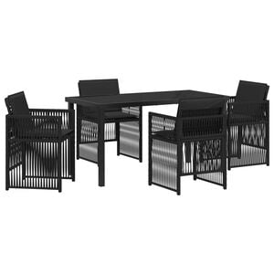 vidaXL Garden Dining Set 5 pcs Black Powder-Coated Steel