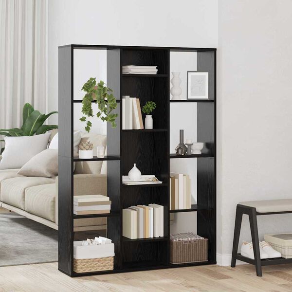 vidaXL Room Divider Black Oak 100 x 24 x 140 cm Engineered Wood