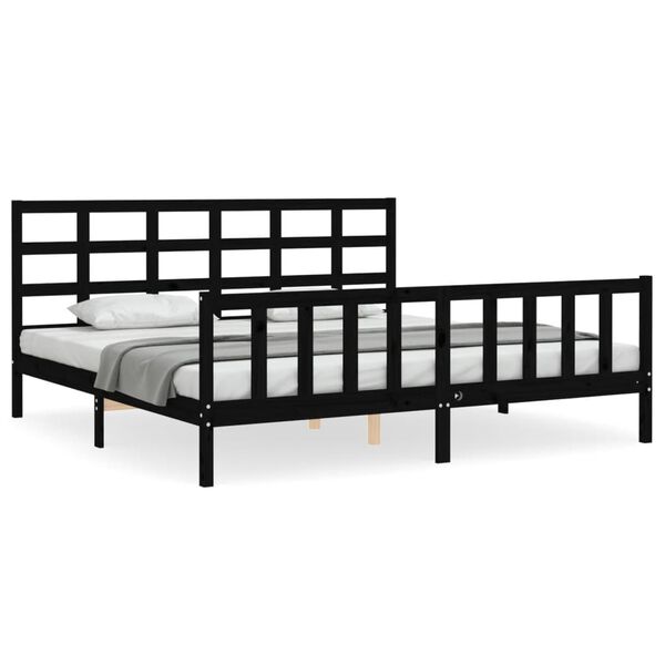 vidaXL Bed Frame without Mattress Black Solid Wood Pine