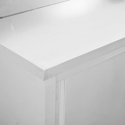 vidaXL Work Table with Sliding Doors 120x50x(95-97) cm Stainless Steel