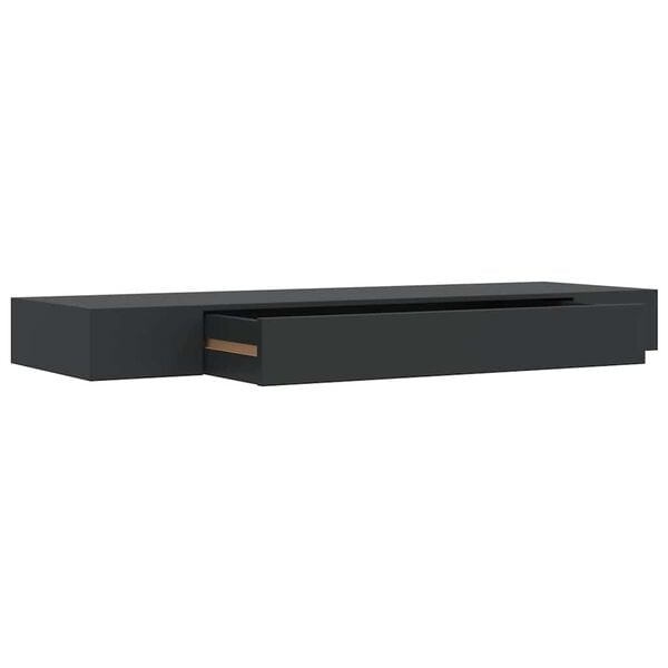 vidaXL Floating Wall Shelf with Drawer Black 80x25x8 cm