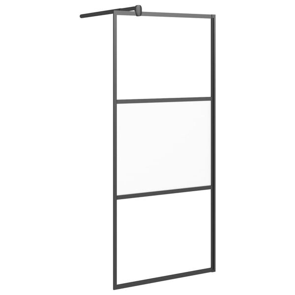 vidaXL Walk-in Shower Wall 80x195 cm Half Frosted ESG Glass Black