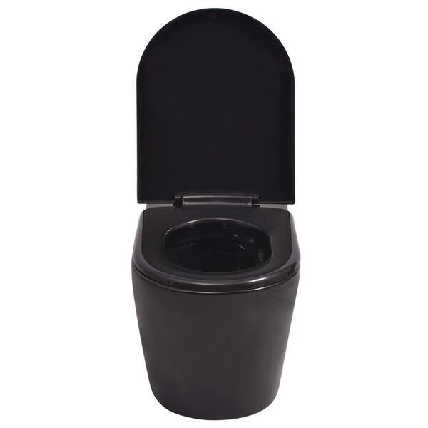 vidaXL Wall Hung Toilet with Concealed Cistern Ceramic Black