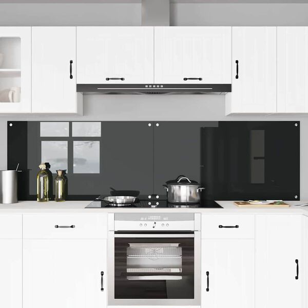 vidaXL Kitchen Backsplash 2 pcs Black 110 x 60 cm Tempered Glass