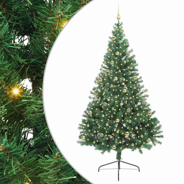 vidaXL Artificial Pre-lit Christmas Tree Green 240 cm PVC