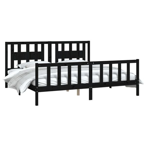 vidaXL Bed Frame without Mattress Black Solid Wood Pine 200x200 cm
