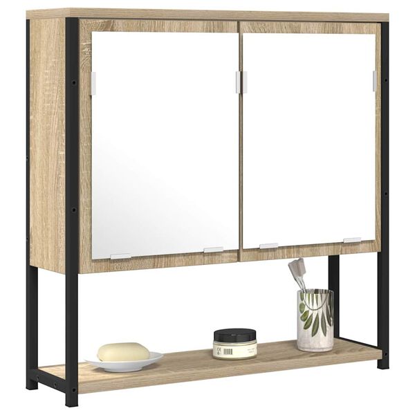 vidaXL Bathroom Mirror Beige 60 x 16 x 60 cm Glass and Engineered Wood