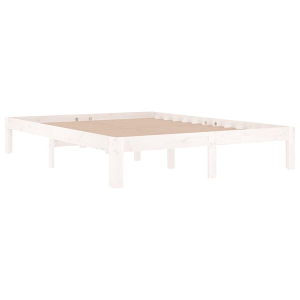 vidaXL Bed Frame without Mattress White Solid Wood Pine 140x190cm