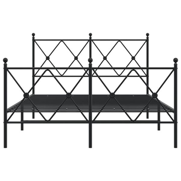 vidaXL Metal Bed Frame without Mattress with Footboard Black 120x190cm