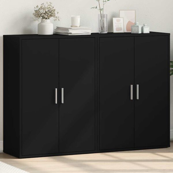 vidaXL Sideboards 2 pcs Black 60x31x84 cm Engineered Wood