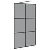 vidaXL Walk-in Shower Wall Black 115 x 195 cm Tempered Glass