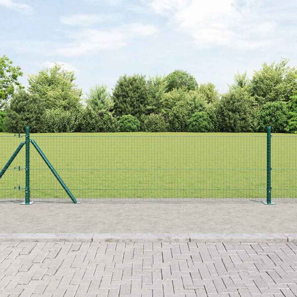 vidaXL Fence Post Green 10 x 0.6 m (25 x 25 mm mesh) Steel and PVC