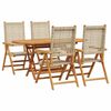vidaXL Garden Dining Set 5 pcs Beige Solid acacia wood and poly rattan