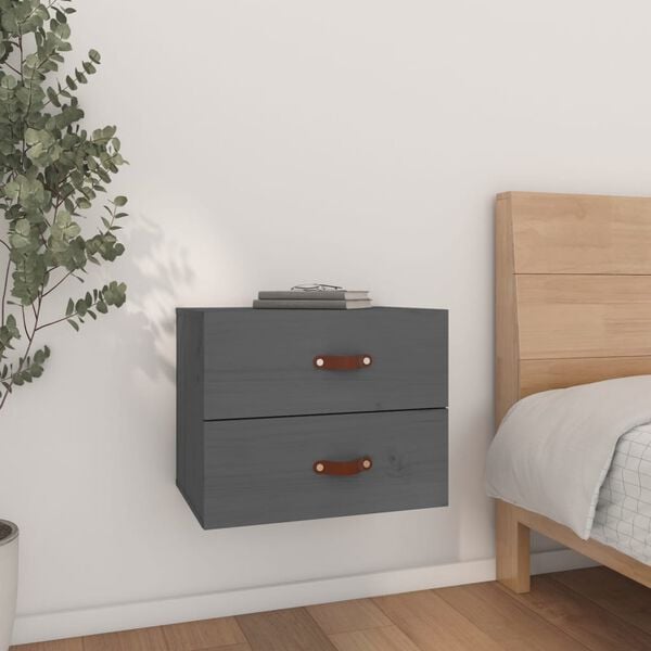 vidaXL Wall-mounted Bedside Cabinet Grey 50x36x40 cm
