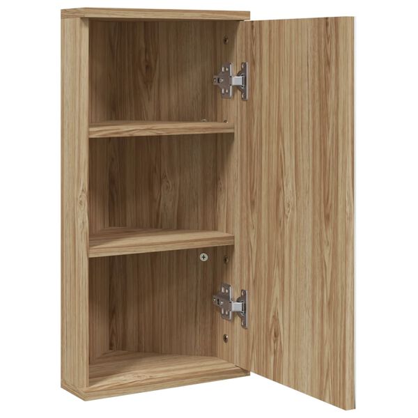 vidaXL Corner Bathroom Mirror Cabinet Oak 30x24x60 cm