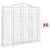 vidaXL Arched Gabion Baskets 6 pcs 200x30x180/200 cm Galvanised Iron