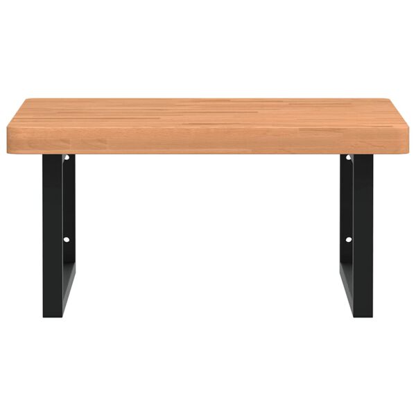 vidaXL Basin Shelf Wall Mounted Steel and Solid Wood Beech