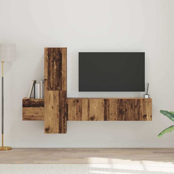 vidaXL TV Cabinet Set Wall-mounted 5 pcs Old Wood Engineered Wood