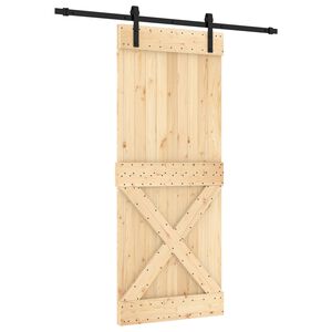 vidaXL Sliding Door Natural and Black 85 x 210 cm Solid Pine Wood