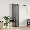 vidaXL Sliding Door with Hardware Set Black 76x205 cm Tempered Glass