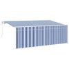 vidaXL Retractable Awning Blue and white 350 x 200 cm Fabric and metal